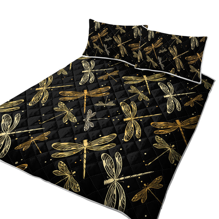 Golden Dragonflies Quilt