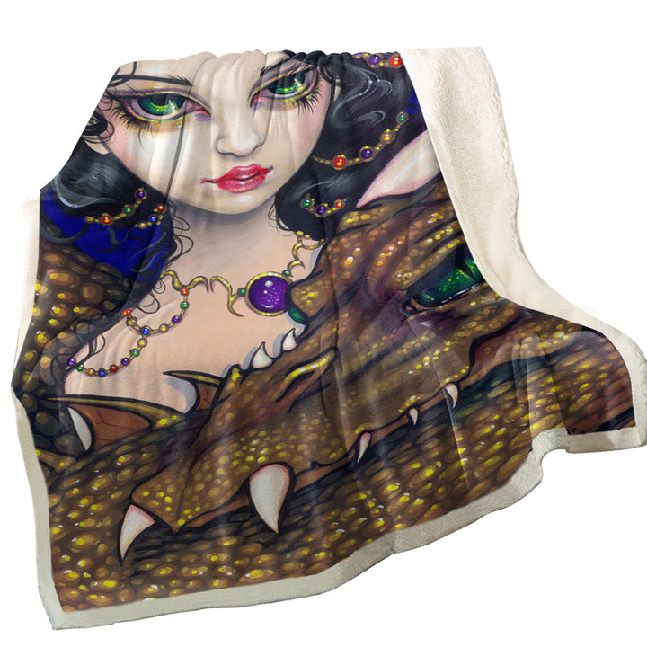 Golden Guardian Elf Maiden and Her Dragon Throws