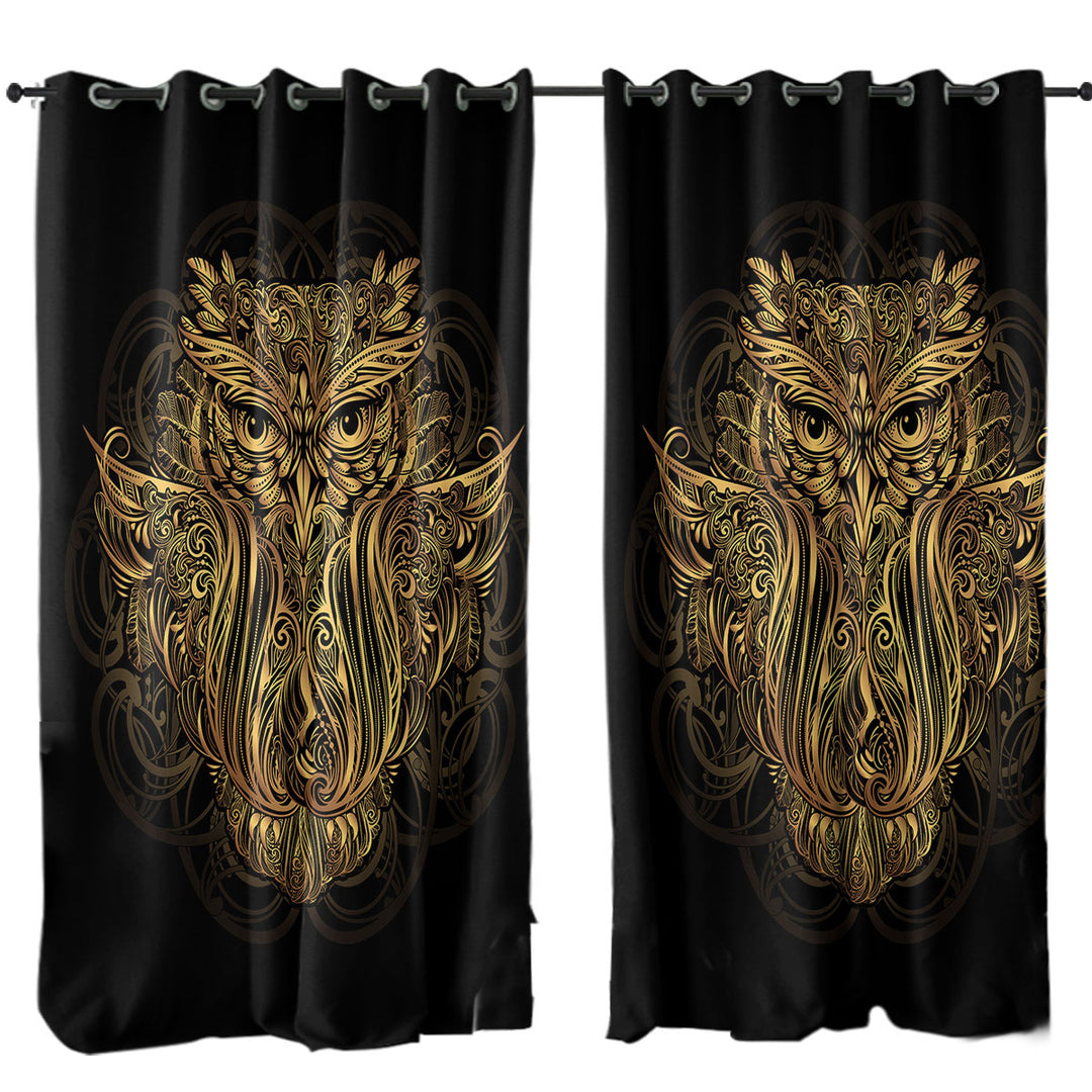 Golden Royal Owl Drapes for Living Room