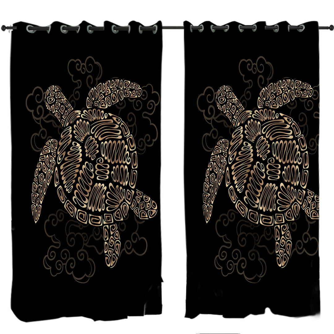Golden Turtle Window Curtains