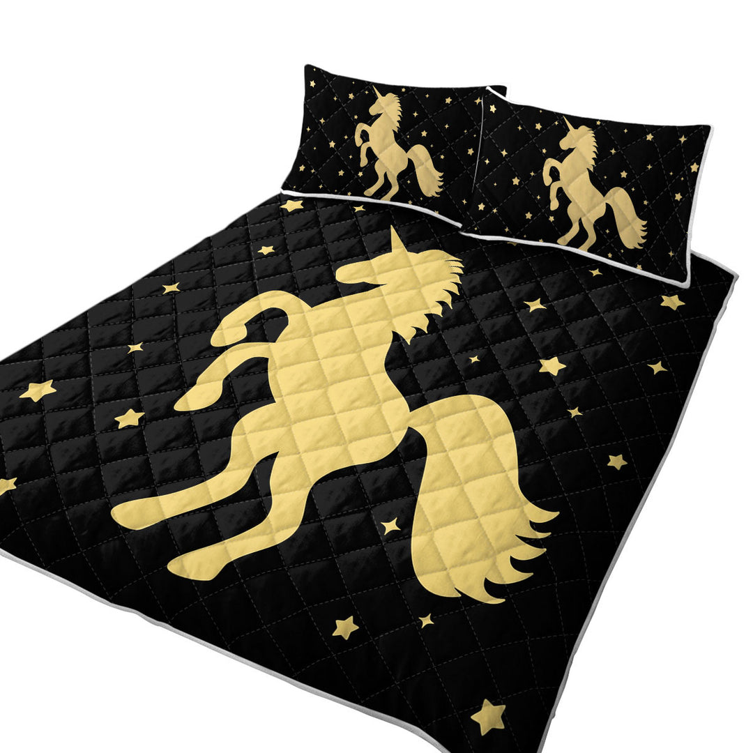 Golden Unicorn and Stars Quilts