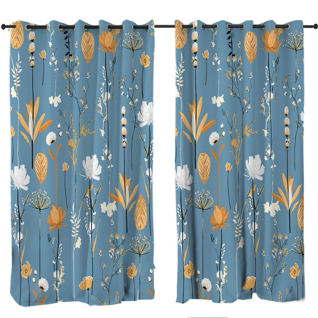 Golden White Flower Garden Curtain