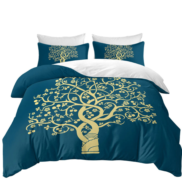 Golden Yellow Tree over Blue Duvet Covers