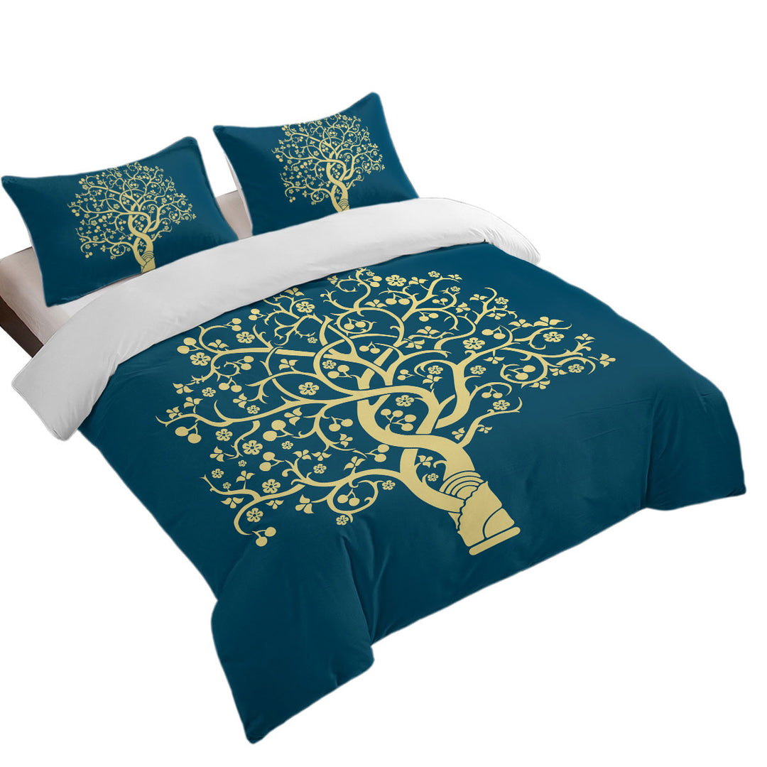 Golden Yellow Tree over Blue King Size Duvet Cover