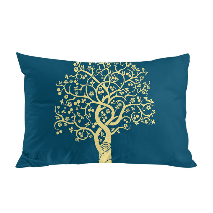 Golden Yellow Tree over Blue Pillow Case Covers