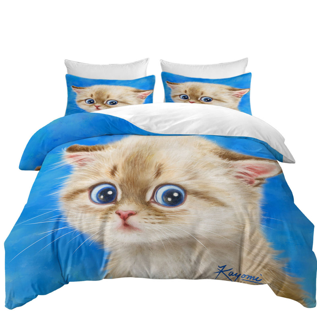 Good Duvet Covers with Adorable Shy Kitty Cat for Children