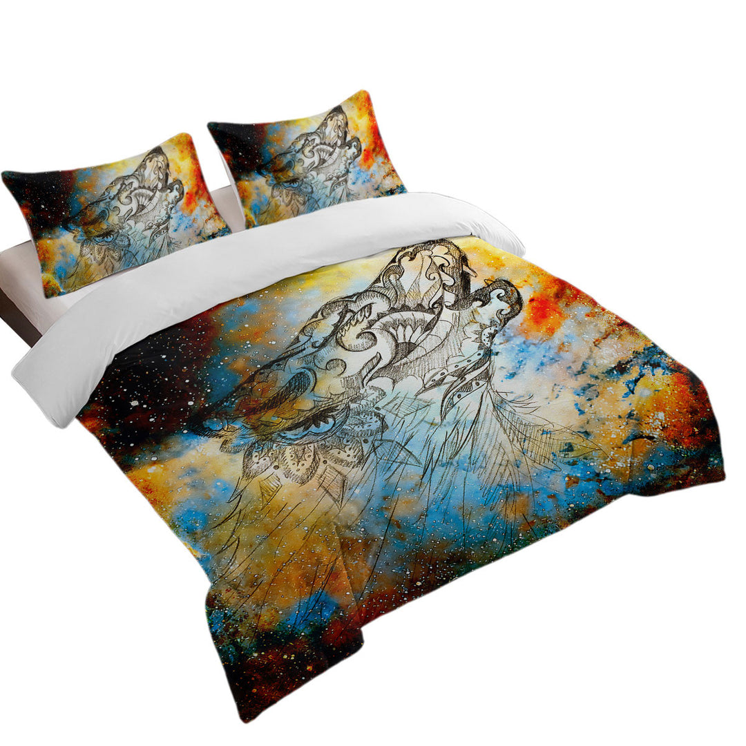 Good Duvet Covers with Artistic Native American Wolf Spirit