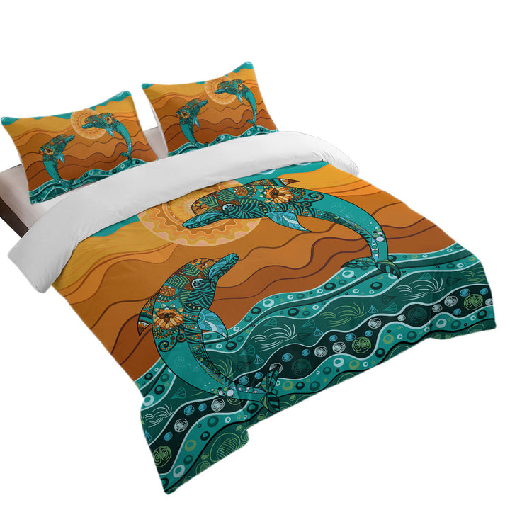 Good Duvet Covers with Artistic Ocean and Dolphins