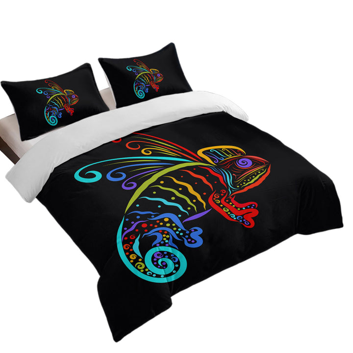 Good Duvet Covers with Colorful Chameleon