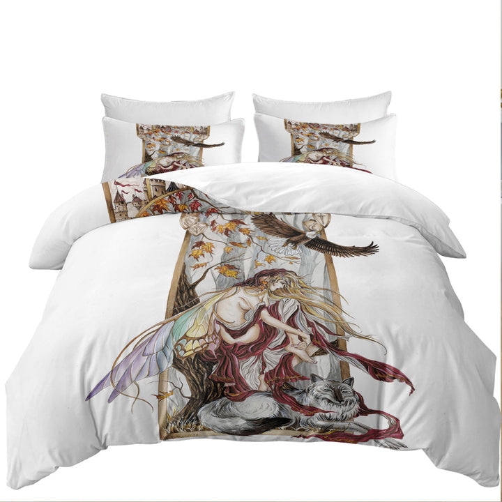Good Duvet Covers with Cool Fantasy Art Introspection of the Autumn Fairy
