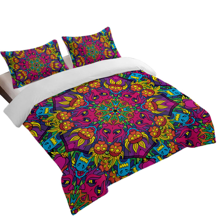 Good Duvet Covers with Crazy Purplish Demons Mandala