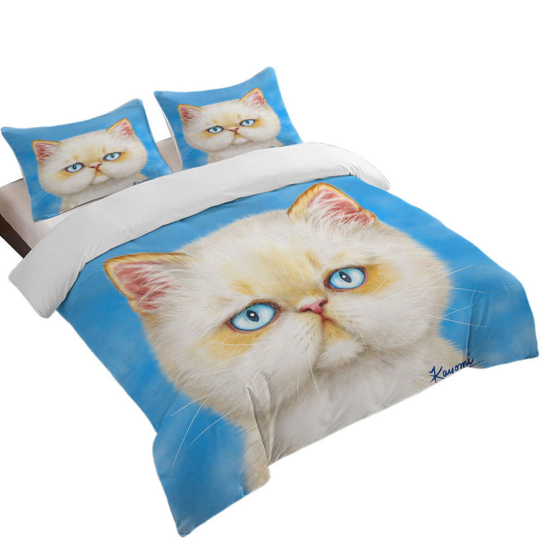 Good Duvet Covers with Cute White Ginger Serious Cat
