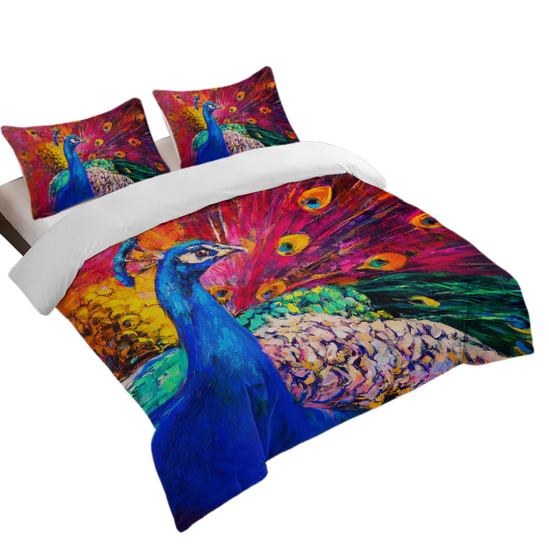 Gorgeous Art Painting Peacock California King Duvet Cover