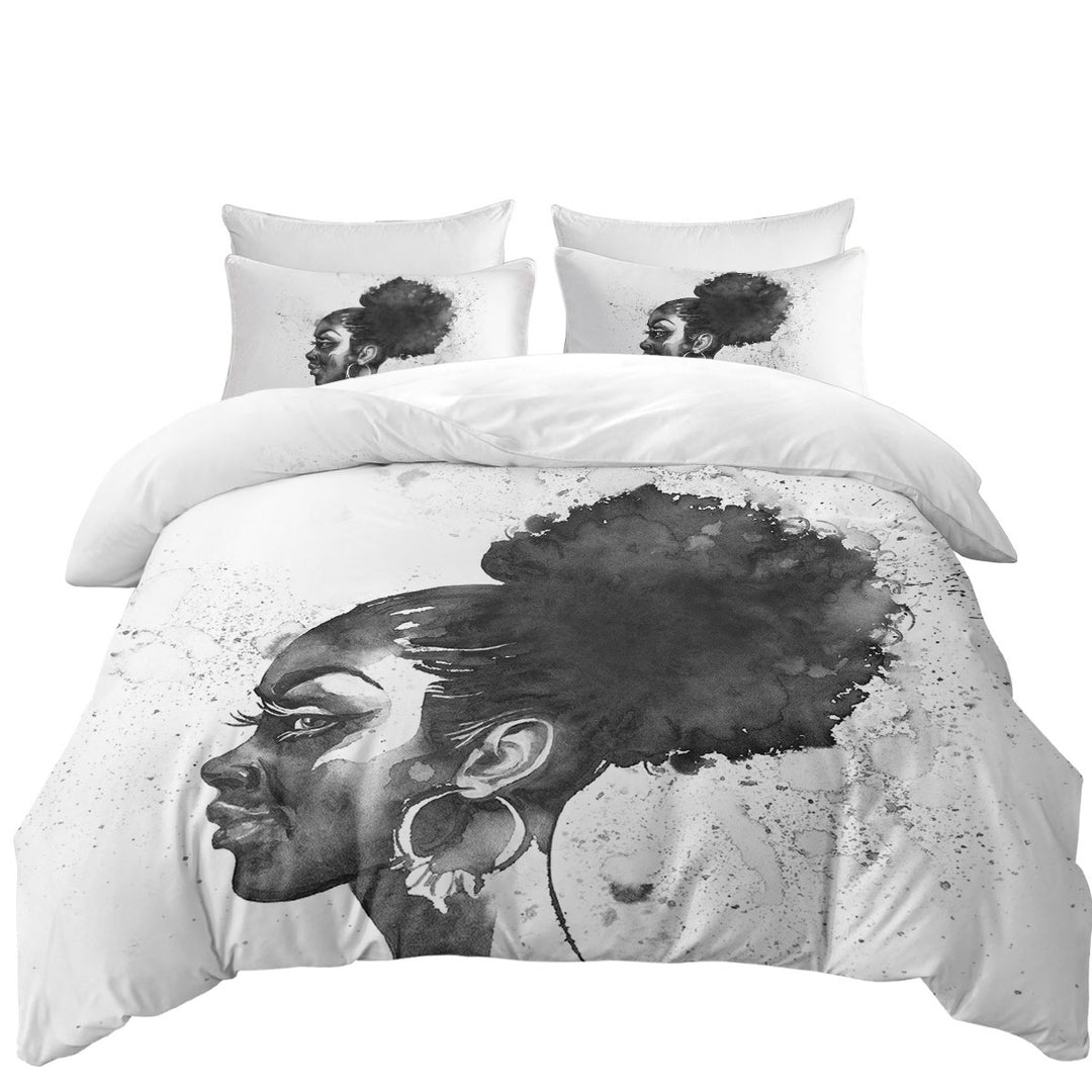 Gorgeous Black Girl Art Drawing King Size Duvet Cover
