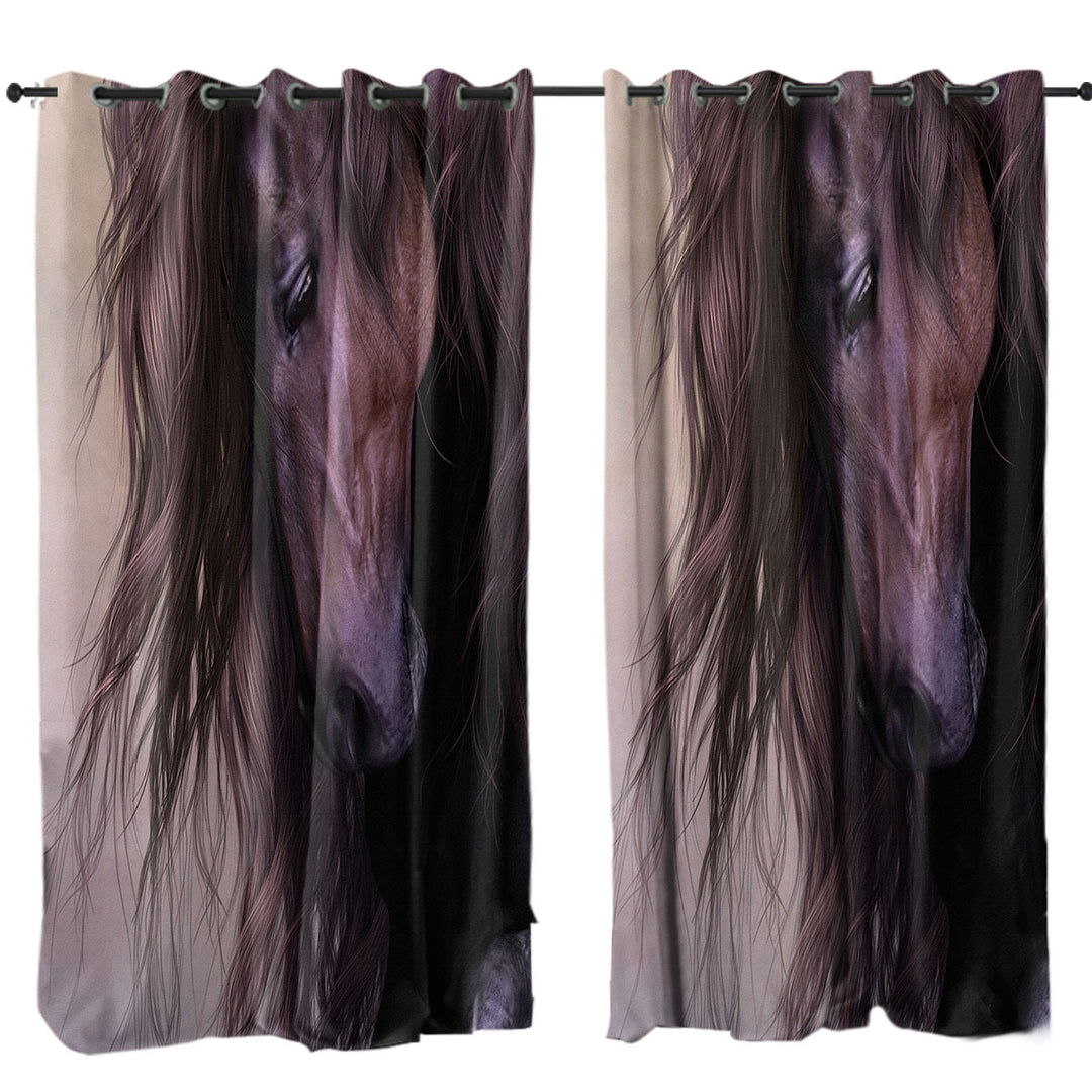 Gorgeous Long Haired Brown Horse Curtain