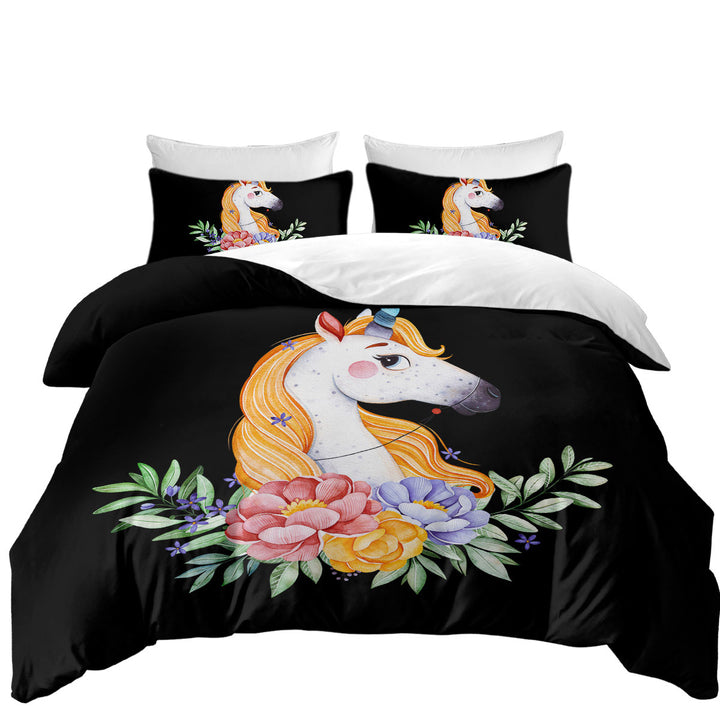 Gorgeous Unicorn and Flowers Coverlet