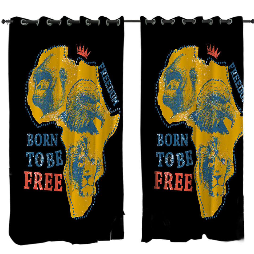 Gorilla Lion and Eagle The African Map Curtains for Living Room