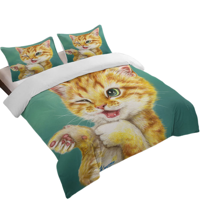 Gotcha Winking Cool Cat Ginger Kitten Daybed Covers Sets