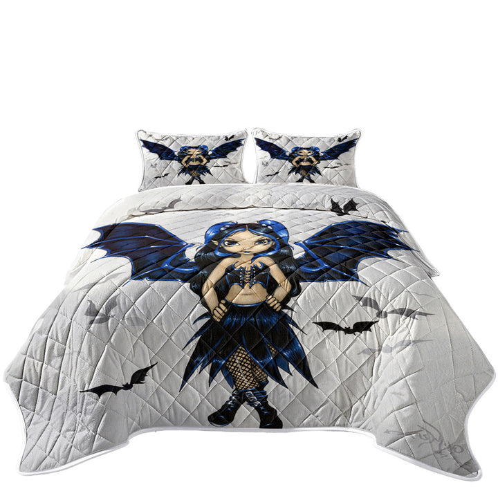 Goth Bats Fairy Girl with Bat Wings California King Quilt Sets