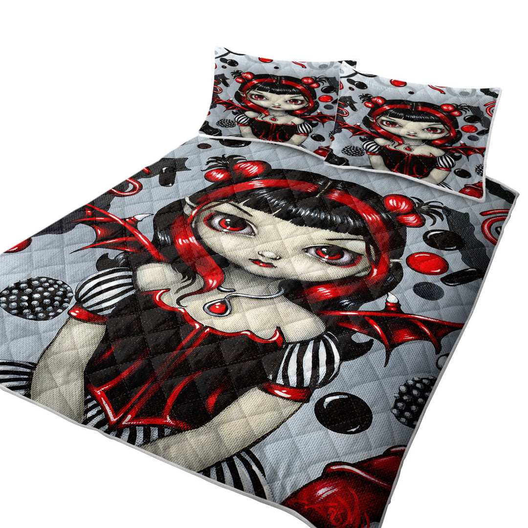 Goth Red and Black Licorice Fairy Coverlet