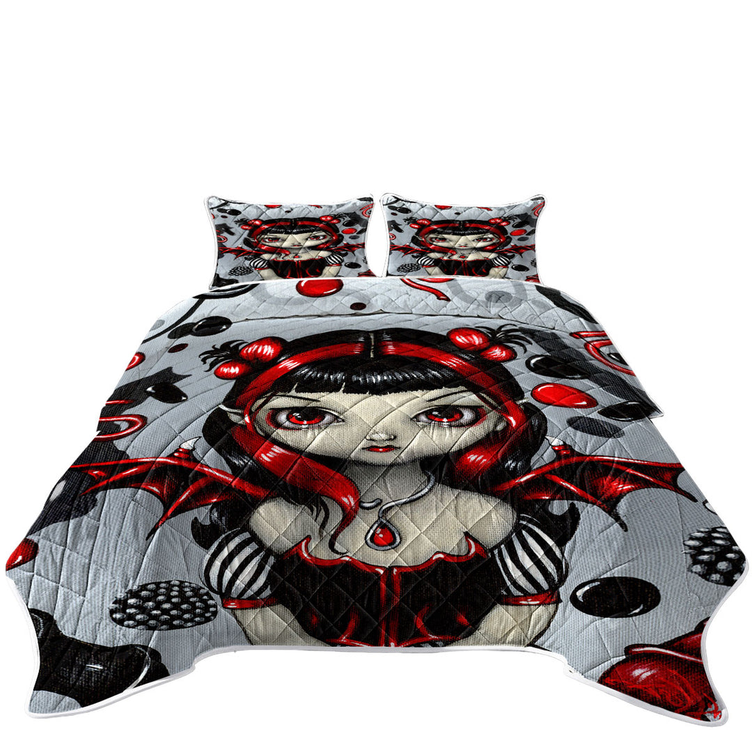 Goth Red and Black Licorice Fairy Quilts for Beds