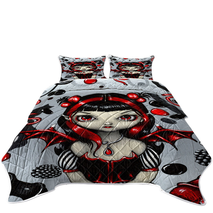 Goth Red and Black Licorice Fairy Quilts for Beds