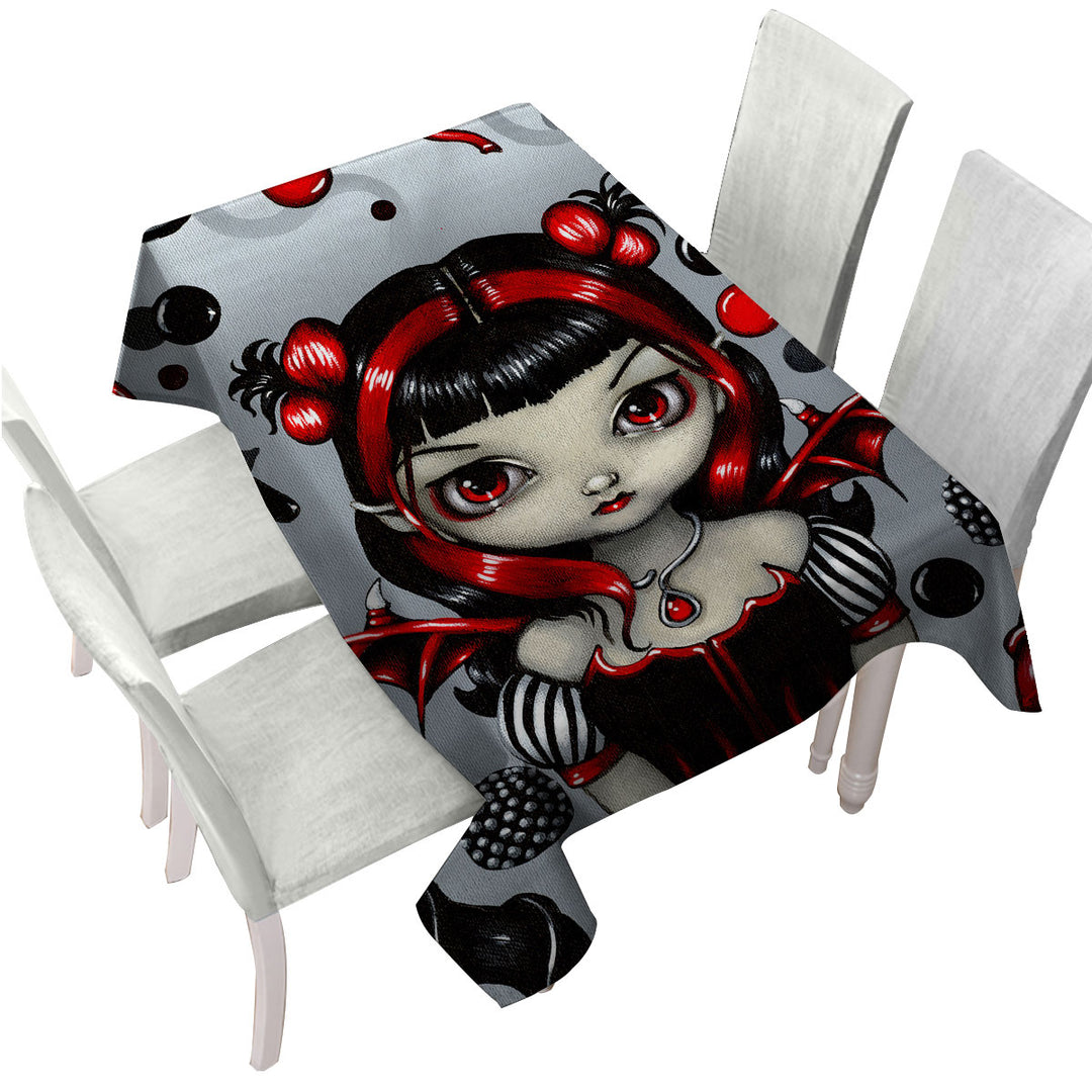Goth Red and Black Licorice Fairy Tablecloth