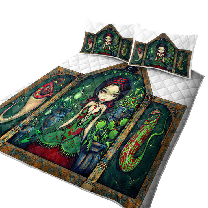 Goth Victorian Girl in the Carnivorous Greenhouse Coverlet