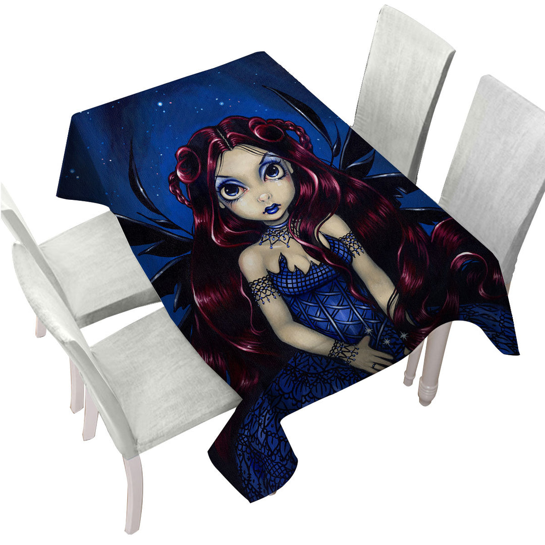 Gothic Blue Dress Fairy Countess Table Cover
