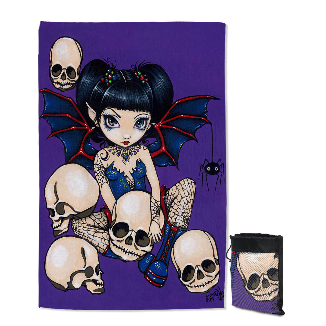 Gothic Fairy Spiders and Skulls Beach Towel