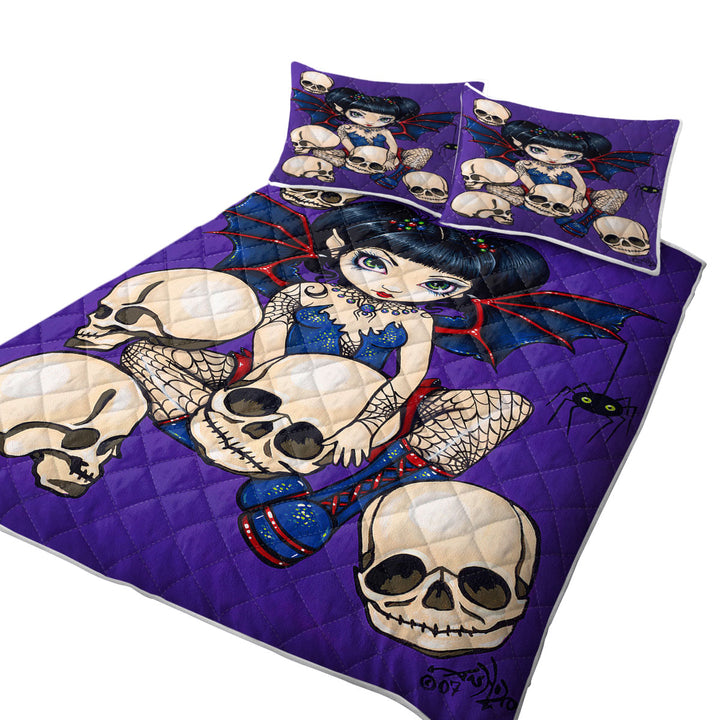 Gothic Fairy Spiders and Skulls Quilts for Beds