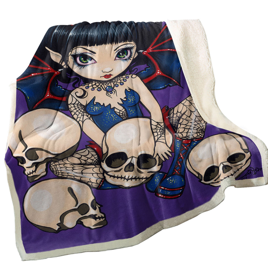 Gothic Fairy Spiders and Skulls Throw Blanket