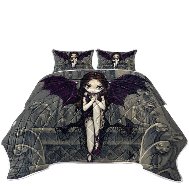 Gothic Fairy and the Gargoyles of Notre Dame California King Quilt Sets