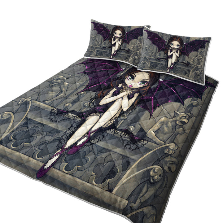 Gothic Fairy and the Gargoyles of Notre Dame Twin Quilt