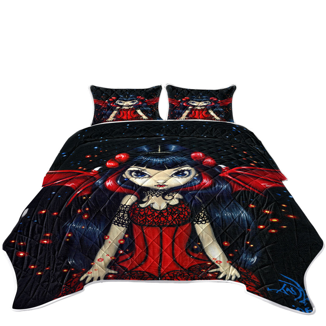 Gothic Fairy in a Red Dress Daybed Covers Sets