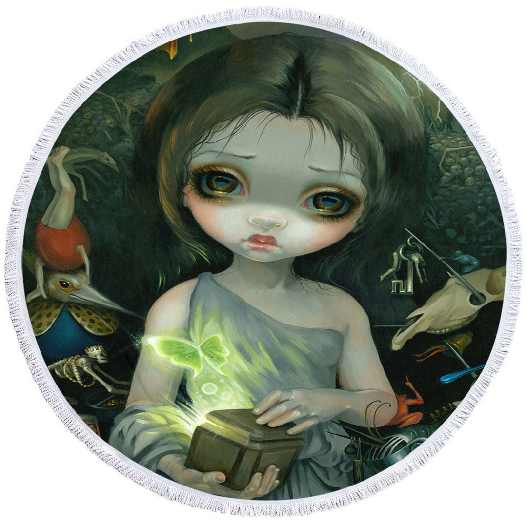 Gothic Lightweight Beach Towel Scary Art Girl Opened the Pandora Box