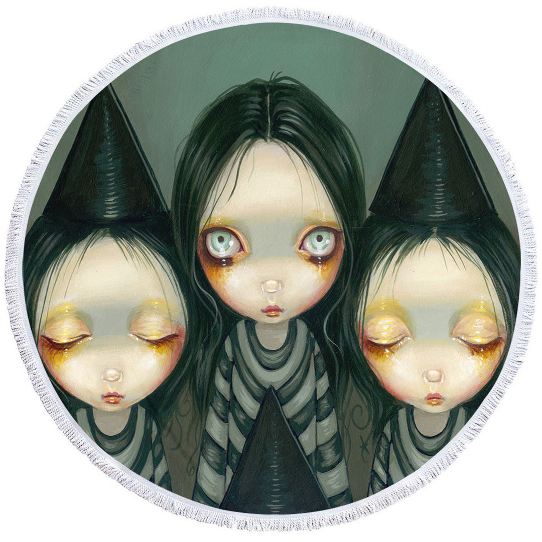 Gothic Painting Three Witchy Sisters Maiden Witches Beach Towel