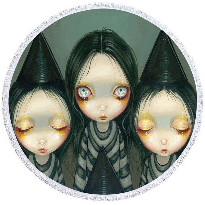 Gothic Painting Three Witchy Sisters Maiden Witches Beach Towel