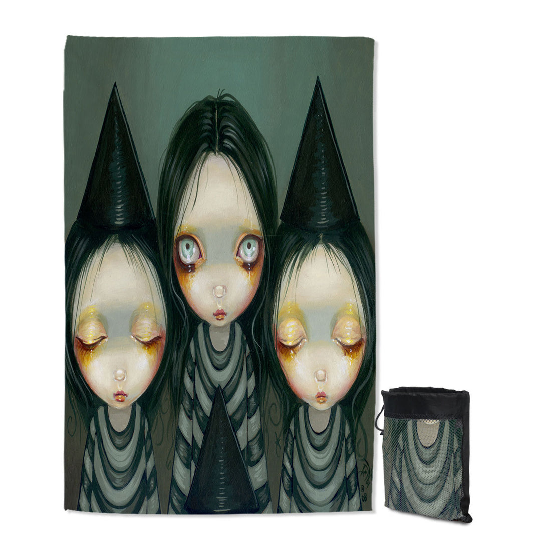Gothic Painting Three Witchy Sisters Maiden Witches Beach Towels