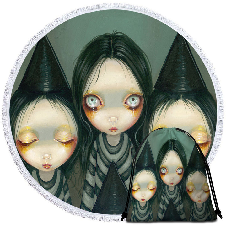 Gothic Painting Three Witchy Sisters Maiden Witches Microfibre Beach Towels