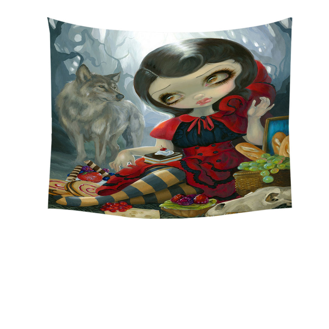 Gothic Style Wolf and Red Riding Hood Tapestry