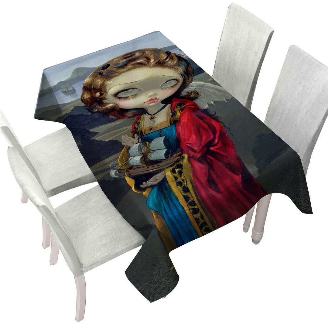 Gothic style Painting Angel a Safe Harbor Tablecloth