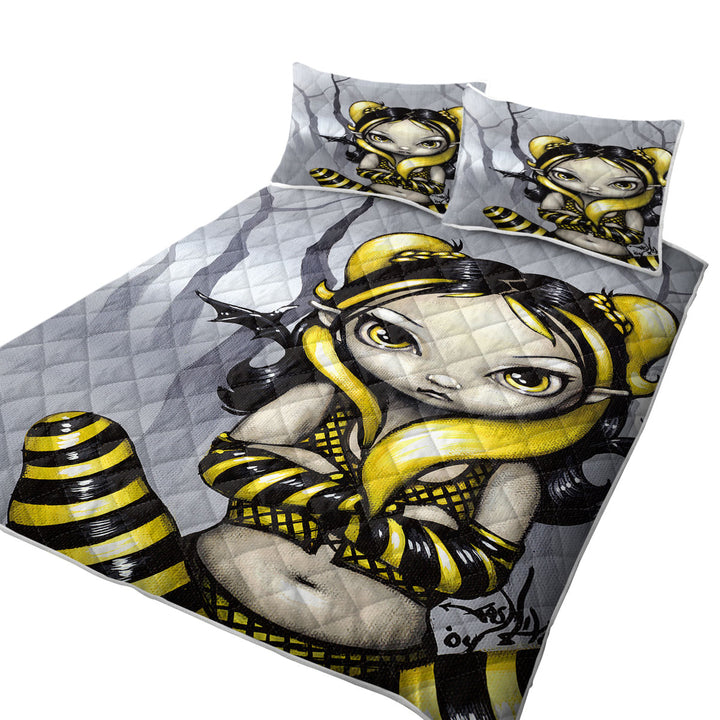 Gothling Bumblebee Goth Elf Girl in Eerie Forest Quilt