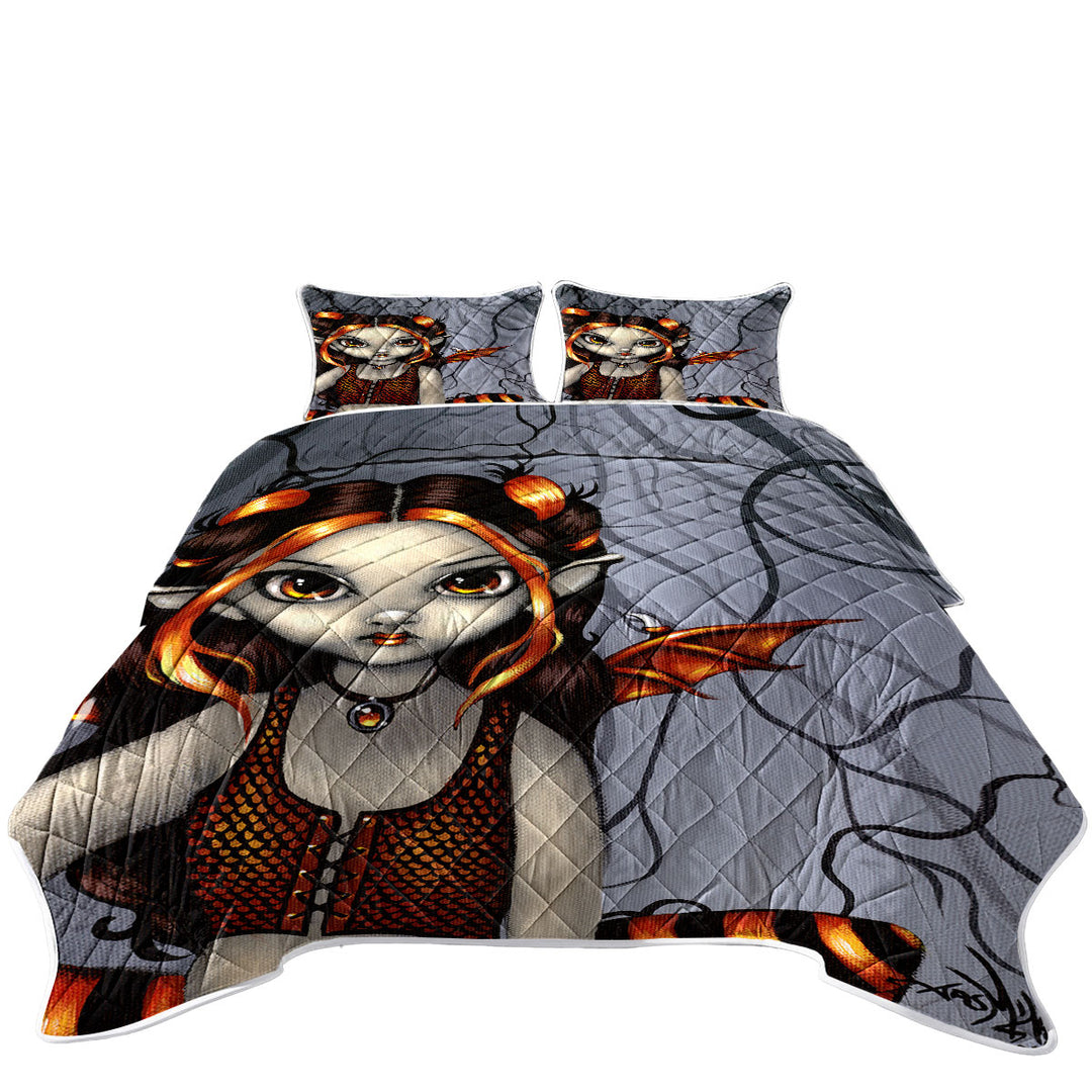 Gothling Halloween Goth Elf Girl in Eerie Forest Quilts for sale