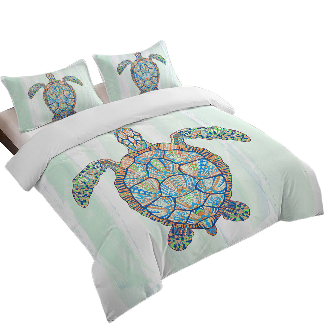 Green Blue Artistic Turtle Coverlet