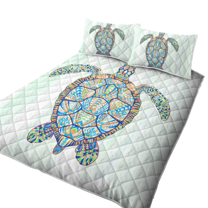 Green Blue Artistic Turtle Quilt Shop Near Me