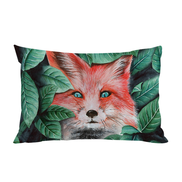 Green Leaves and Cute Hidden Fox Pillow Case Covers