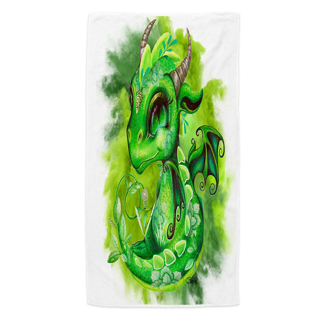 Green Microfiber Beach Towel Leaves Earth Lil Dragon