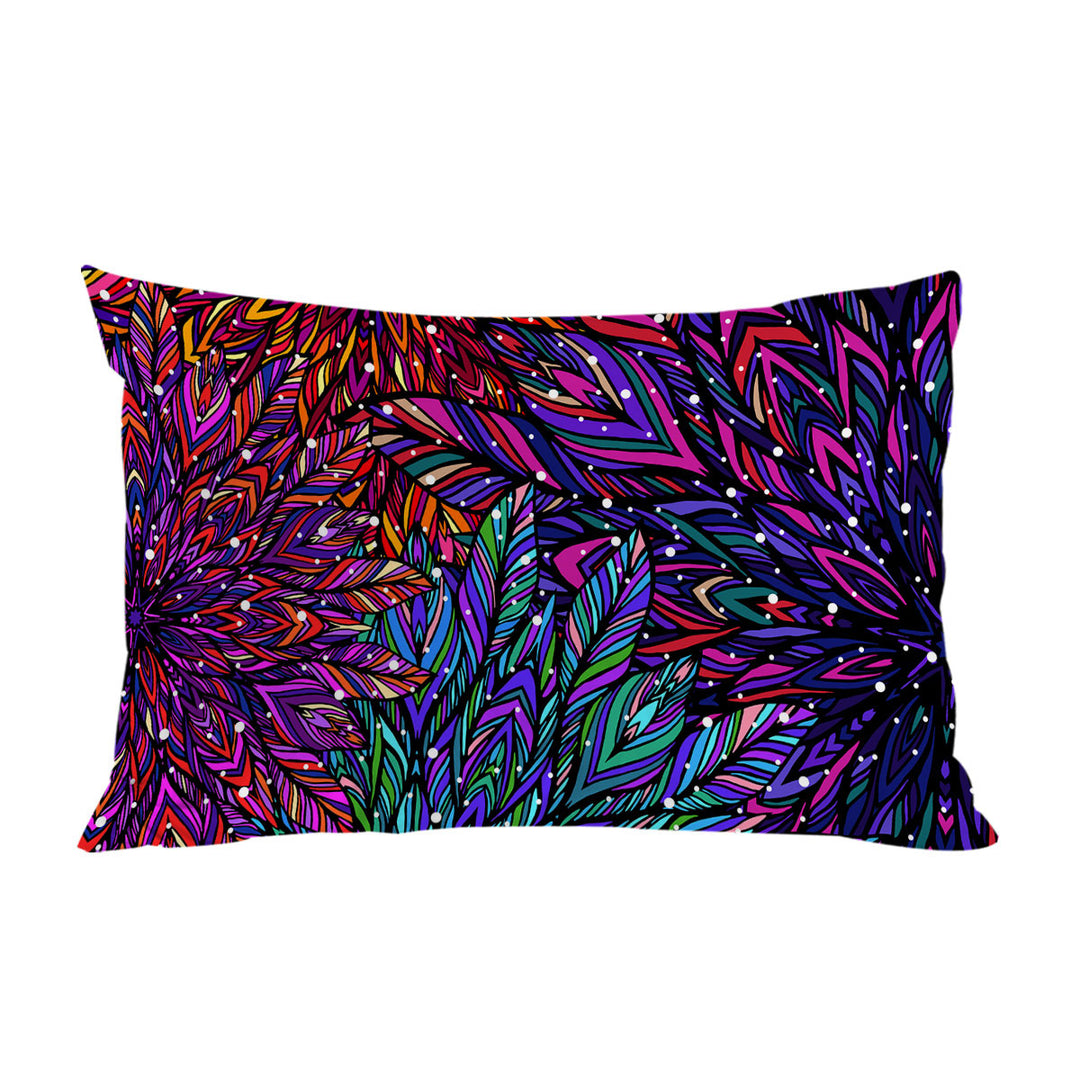 Green Purple Artistic Feathers Design Pillowcase