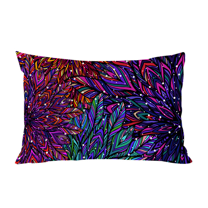 Green Purple Artistic Feathers Design Pillowcase